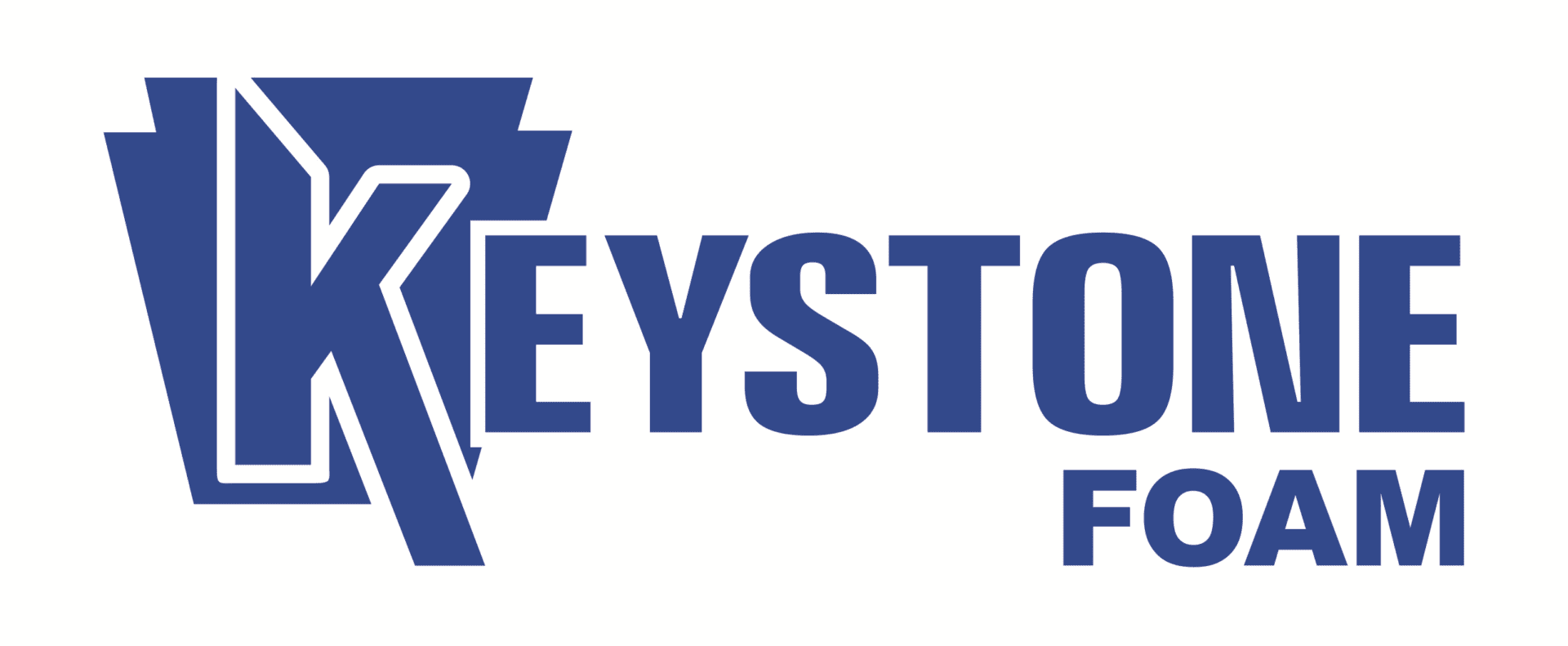 The keystone foam logo on a white background is used for packaging.
